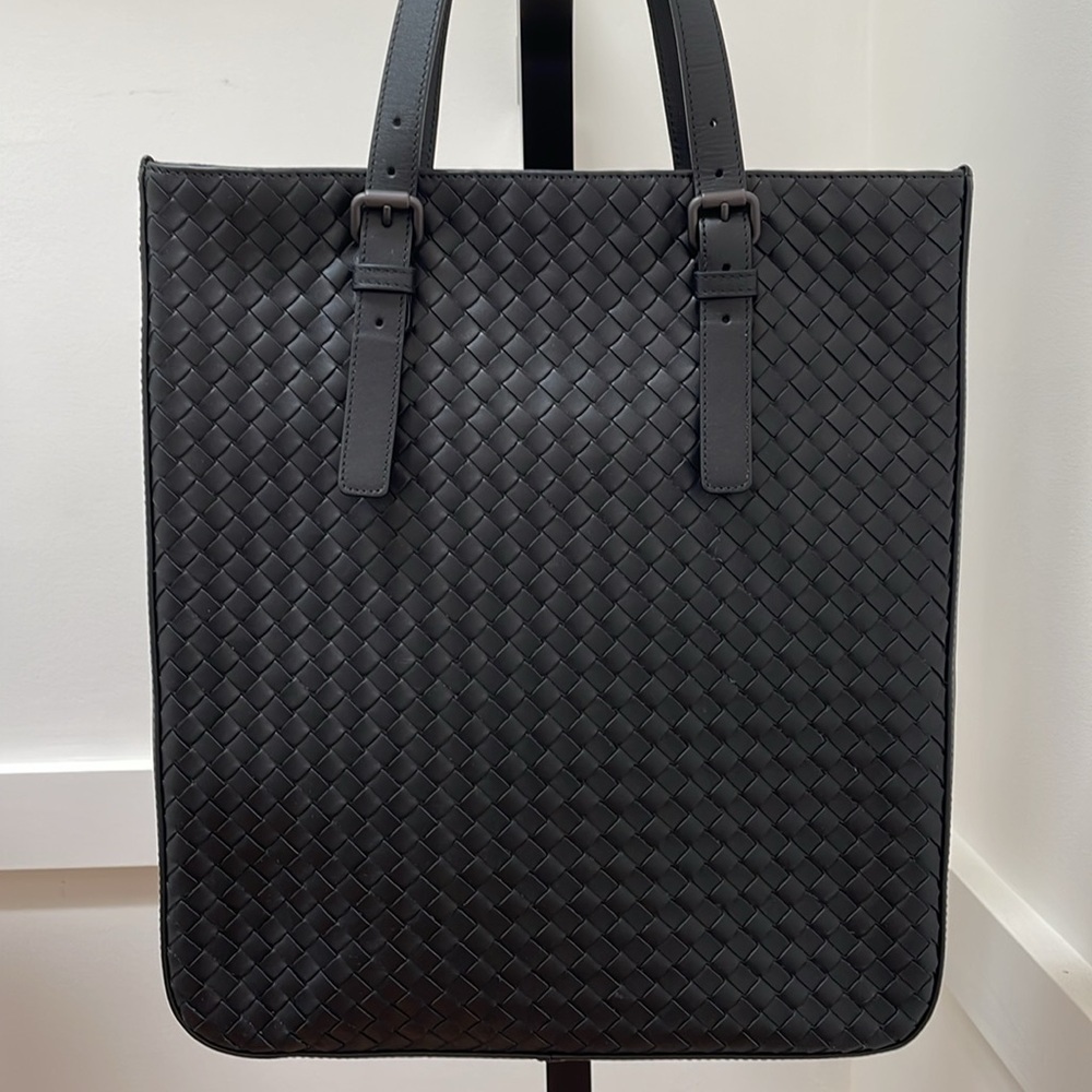 SOLD VC: BOTTEGA VENETA black leather Intrecciato men’s briefcase - Picture 3 of 12